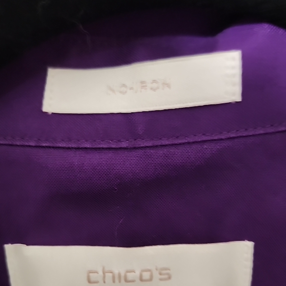 Chico's Purple Fitted Long Sleeve Button Down Shirt - Picture 3 of 9